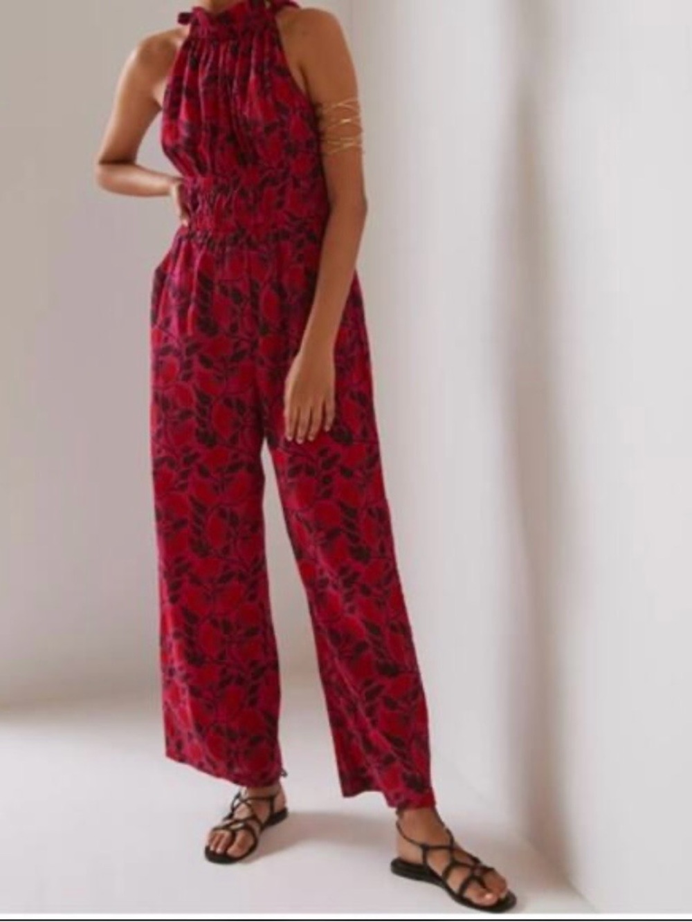 Pink Printed Halter Jumpsuit